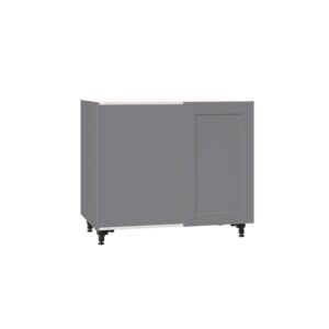 J COLLECTION Shaker Assembled 39 in. x 34.5 in. x 24 in. Blind Corner Base Cabinet in Gray