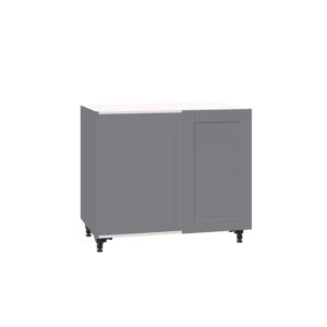 J COLLECTION Shaker Assembled 39 in. x 34.5 in. x 24 in. Blind Corner Base Cabinet with Lemans Pull Out Accessory in Gray