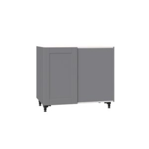 J COLLECTION Shaker Assembled 39 in. x 34.5 in. x 24 in. Blind Corner Base Cabinet with Lemans Pull Out Accessory in Gray