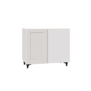 J COLLECTION Shaker Assembled 39x34.5x24 in. Blind Corner Base Cabinet with Lemans Pull-Out Accessory in Vanilla White, Warm White
